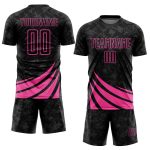 Custom Name and Number Black Pink Soccer Jersey - Personalized Wind Shapes Sublimation Uniform Personalized Black Pink Wind