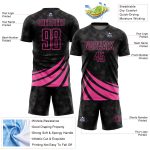 Custom Name and Number Black Pink Soccer Jersey - Personalized Wind Shapes Sublimation Uniform Personalized Black Pink Wind