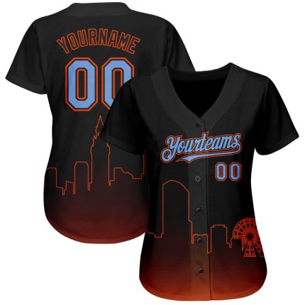 Custom Miami City Edition 3D Baseball Jersey - Personalized Black Powder Blue-Orange with Name & Number Personalized Black