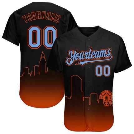 Custom Miami City Edition 3D Baseball Jersey - Personalized Black Powder Blue-Orange with Name & Number Personalized Black