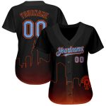 Personalized Miami City Edition 3D Fade Baseball Jersey - Black Powder Blue Orange Personalized Black Powder Blue-Orange