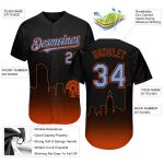Personalized Miami City Edition 3D Fade Baseball Jersey - Black Powder Blue Orange Personalized Black Powder Blue-Orange