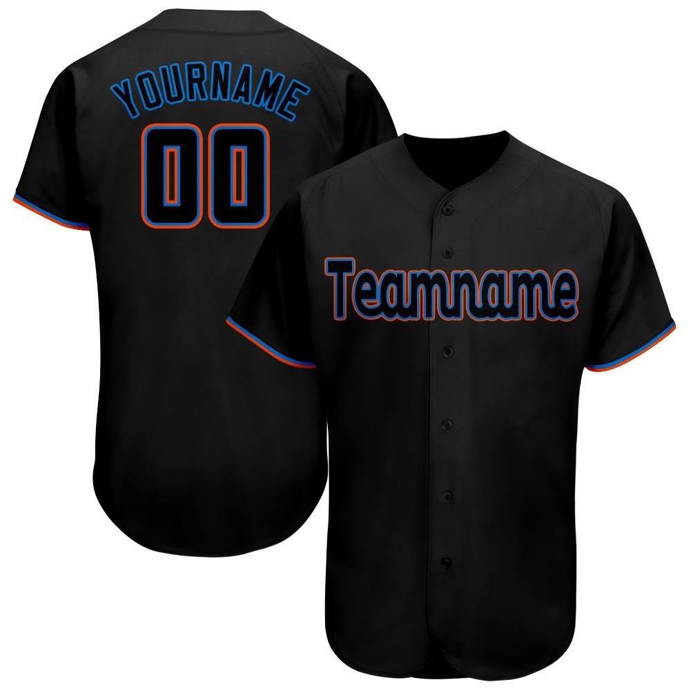 Personalized Black and Powder Blue-Orange Baseball Jersey for Men and Women Personalized Black Powder Blue-Orange Baseball