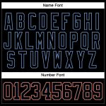 Personalized Hockey Jersey in Black Powder Blue-Orange Lace Neck Design Personalized Black Powder Blue-Orange Hockey Lace
