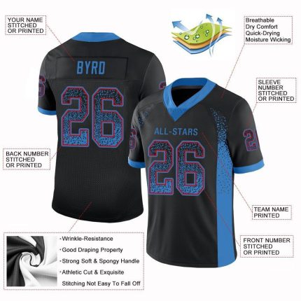 Personalized Black Powder Blue Red Mesh Football Jersey Fashion Style Personalized Black Powder Blue-Red Mesh Drift Fashion