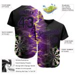 Personalized 3D Fiery Black Purple Dart Board Baseball Jersey Personalized Black Purple 3D Fiery Dart Board Baseball Jersey