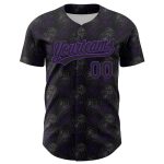 Personalized Gothic Style Rose Black Purple 3D Baseball Jersey Personalized Black Purple 3D Gothic Style Rose Baseball Jersey