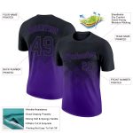 Personalized 3D Gradient Black Purple Performance T-Shirt, Custom Square Shapes Design Personalized Black Purple 3D Gradient
