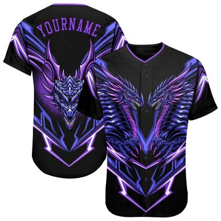 Custom Name and Number Personalized Black Purple 3D Monster Baseball Jersey Authentic Team Gear Personalized Black Purple