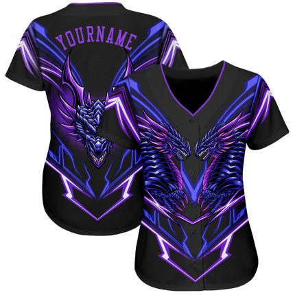 Personalized 3D Monster Jersey in Black and Purple for Baseball Fans Personalized Black Purple 3D Monster Baseball Jersey