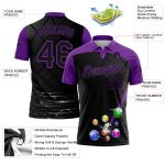 Personalized 3D Pattern Billiards Polo Shirt with Custom Name and Number - Black Purple Performance Team Wear Personalized