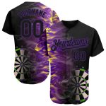 Custom Dart Board Baseball Jersey with Personalized Name and Number - Black Purple 3D Pattern Design Personalized Black Purple