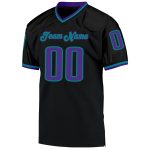 Personalized Black Purple Aqua Throwback Football Jersey Mesh Design Personalized Black Purple-Aqua Mesh Throwback Football