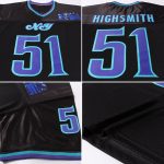 Personalized Black Purple Aqua Throwback Football Jersey Mesh Design Personalized Black Purple-Aqua Mesh Throwback Football