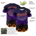 Personalized Halloween Skull Baseball Jersey Custom Name Number Black Purple Bay Orange 3D Pattern Personalized Black Purple-Bay