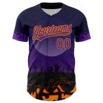 Personalized Halloween Skull Baseball Jersey Custom Name Number Black Purple Bay Orange 3D Pattern Personalized Black Purple-Bay