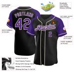Custom Name and Number Baseball Jersey - Authentic Black Purple-Cream Raglan Sleeves Design Personalized Black Purple-Cream