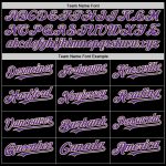 Custom Name Number Varsity Letterman Hoodie Jacket Black Purple Cream Two Tone Full-Snap Bomber Personalized Black Purple-Cream