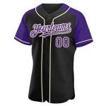 Personalized Black and Purple Baseball Jersey with Cream Raglan Sleeves Personalized Black Purple-Cream Raglan Sleeves Baseball