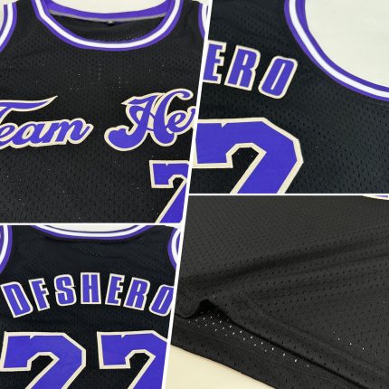 Personalized Black Purple-Cream Basketball Jersey - Custom Throwback Style Jersey Personalized Black Purple-Cream Throwback