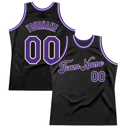 Personalized Black Purple-Cream Basketball Jersey - Custom Throwback Style Jersey Personalized Black Purple-Cream Throwback