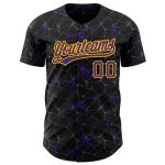 Custom Name and Number Black Purple Gold 3D Pattern Baseball Jersey for Teams - Personalized Authentic Design Personalized