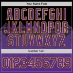 Custom Name and Number Authentic Baseball Jersey - Personalized Black Purple Gold 3D Gradient Square Pattern Design Personalized