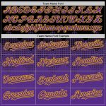 Custom Name and Number Authentic Baseball Jersey - Personalized Black Purple Gold 3D Gradient Square Pattern Design Personalized