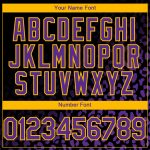 Custom Leopard Print Baseball Jersey - Personalized Black Purple Gold 3D Pattern with Name & Number Personalized Black Purple-Gold