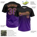 Personalized Custom Name and Number Black Purple Gold Softball Jersey Unisex 3D Pattern Gradient Square Shapes Personalized