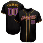 Personalized Black Purple and Gold Baseball Jersey - Authentic Team Apparel Personalized Black Purple-Gold Authentic Baseball