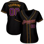 Personalized Black Purple and Gold Baseball Jersey - Authentic Team Apparel Personalized Black Purple-Gold Authentic Baseball