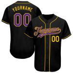 Custom Name Number Baseball Jersey - Personalized Black Purple Gold Authentic Team Jersey Personalized Black Purple-Gold