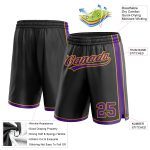 Custom Personalized Basketball Shorts with Team Name and Number - Black Purple Gold Authentic Design Personalized Black Purple-Gold