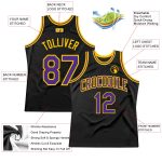 Personalized Black Purple Gold Basketball Jersey - Authentic Throwback Style Personalized Black Purple-Gold Authentic Throwback