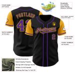 Custom Two Tone Baseball Jersey with Personalized Name and Number - Black Purple Gold Authentic Team Wear Personalized Black