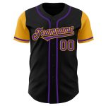 Custom Two Tone Baseball Jersey with Personalized Name and Number - Black Purple Gold Authentic Team Wear Personalized Black