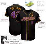 Personalized Black Purple Gold Baseball Jersey for Men and Women 2 Personalized Black Purple-Gold Baseball Jersey 2