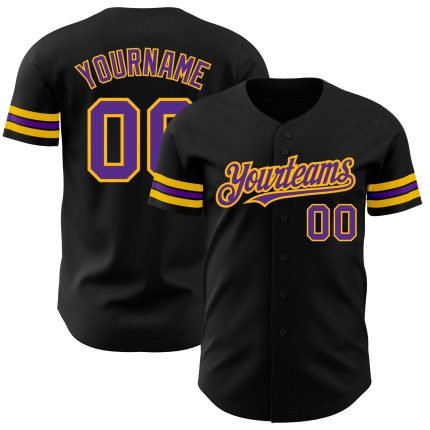 Personalized Black Purple Gold Baseball Jersey for Men and Women - Custom Team Apparel Personalized Black Purple-Gold Baseball
