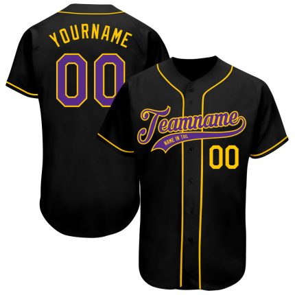 Custom Black Purple Gold Baseball Jersey for Personalized Sports Apparel Personalized Black Purple-Gold Baseball Jersey