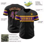 Personalized Baseball Jersey Black Purple Gold - Custom Name & Number 6 Personalized Black Purple-Gold Baseball Jersey 6