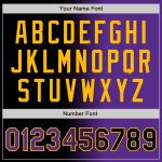 Personalized Black Purple Gold Gradient Varsity Letterman Bomber Jacket Full-Snap Fashion Personalized Black Purple-Gold