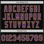 Personalized Black Purple Gold Varsity Letterman Bomber Jacket Full-Snap Personalized Black Purple-Gold Bomber Full-Snap