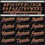 Personalized Black Purple Gold Varsity Letterman Bomber Jacket Full-Snap Personalized Black Purple-Gold Bomber Full-Snap