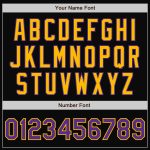 Personalized Two Tone Varsity Letterman Jacket Black Purple Gold Full-Snap Bomber Personalized Black Purple-Gold Bomber Full-Snap