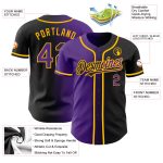 Custom Black Purple Gold Gradient Fashion Baseball Jersey Personalized Black Purple-Gold Gradient Fashion Baseball Jersey