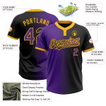 Custom Name and Number Unisex Softball Jersey - Personalized Black Purple Gold Gradient Two-Button Fashion Team Jersey Personalized