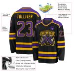 Personalized Black Purple Gold Hockey Jersey for Men and Women - Customizable Sports Apparel Personalized Black Purple-Gold
