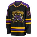 Personalized Black Purple Gold Hockey Jersey for Men and Women - Customizable Sports Apparel Personalized Black Purple-Gold
