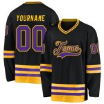 Personalized Black Purple Gold Hockey Jersey for Men and Women - Customizable Team Apparel Personalized Black Purple-Gold